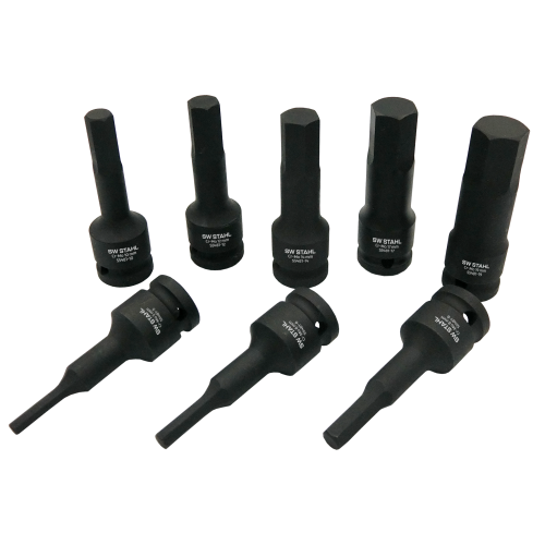 SW-Stahl S5481 Douilles à vis IMPACT, 1/2", six pans creux, 5-19 mm, 8 pièces