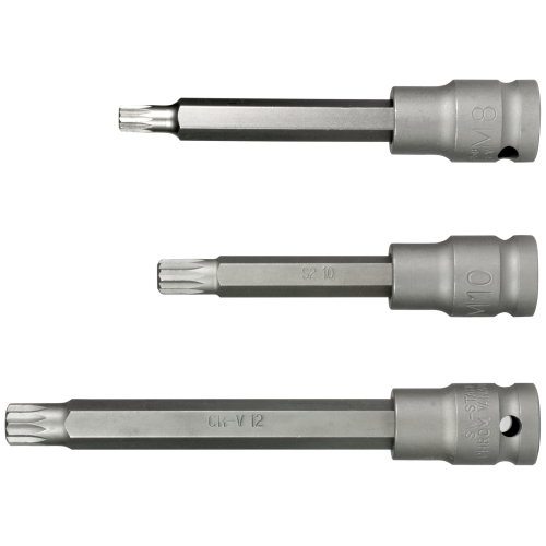 SW-Stahl 05213L IMPACT skrūvgriežu ieliktņi, 1/2", iekšējais spline, M8-M12, 3-daļ.