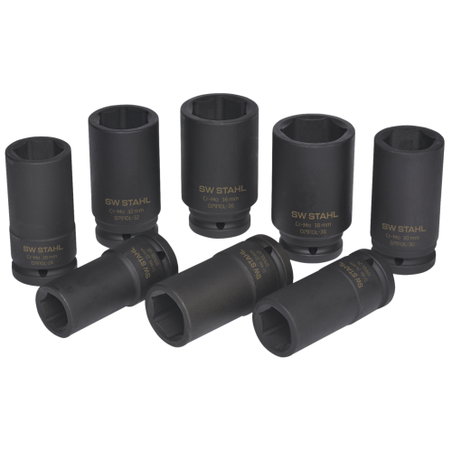 SW-Stahl 07910L Insertos de llave de vaso IMPACT, 3/4", 22-38 mm, largos, 8 piezas