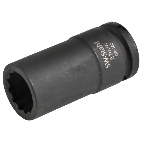 SW-Stahl 10186L-27 IMPACT pipenøkkelinnsats, 3/4", tolvpunkts, 27 mm, lang