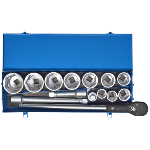 SW-Stahl 07675L socket wrench set, 1" inch, 36-80 mm, 16 pieces I ratchet box I ratchet box I nut box