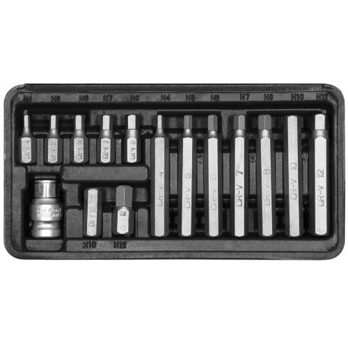 SW-Stahl 04920L bit sortiment, 3/8", sekskant fatning, 15 stk.