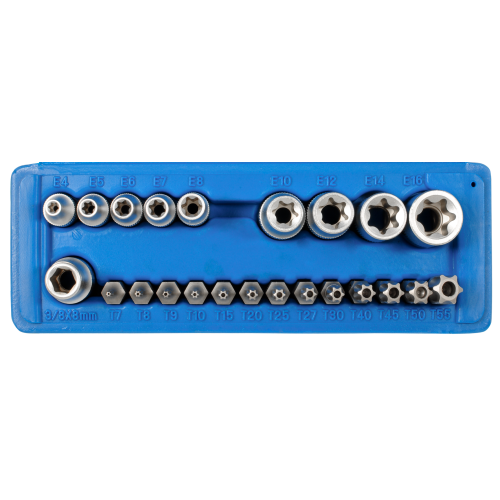 SW-Stahl 04186L uzgaļu sortiments, 8 mm, T un E profils, 23 gab.