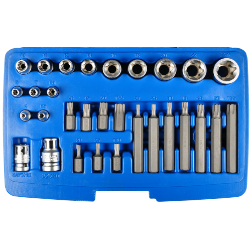 Assortimento di inserti SW-Stahl 04442L, 1/4"+3/8", profilo T ed E, 30 pezzi