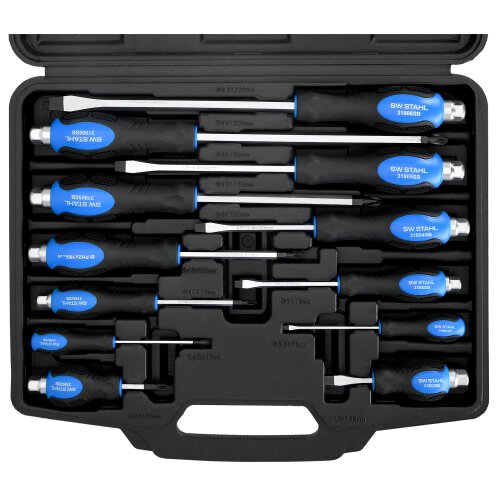 SW-Stahl S7891 Screwdriver set, impact resistant, slotted + cross, 12 pieces