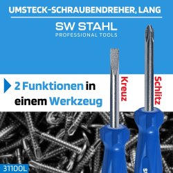 SW-Stahl 31100L Umsteck-Schraubendreher, Schlitz und...
