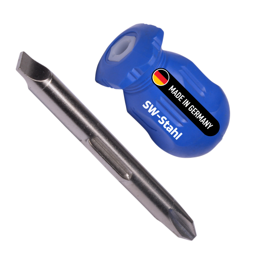 SW-Stahl 31200SB реверсивная отвертка, шлицевая + крестовая, короткая