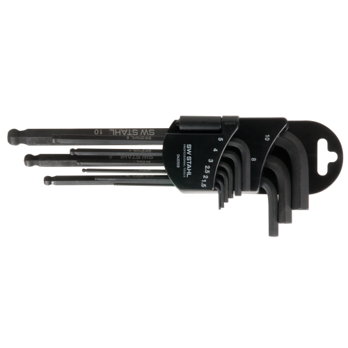 SW-Stahl 04205SB L formos raktų rinkinys, šešiakampis lizdas, rutulinė galvutė, 1,5-10 mm, 9 vnt.