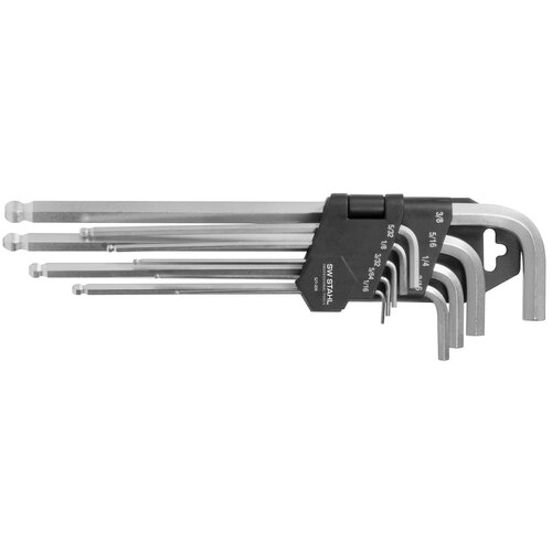 SW-Stahl S21-205 Winkelschlüsselsatz, Innensechskant, Kugelkopf, 1/16-3/8, 9-teilig