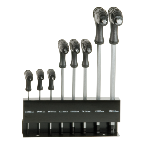 SW-Stahl 31650L T kollu açılı tornavida seti, altıgen soket, 2-10 mm, yuvarlak başlı, 8 parça