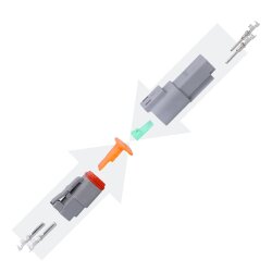 Kalitec KALI-1202 DEUTSCH DT Steckverbinder Set 2 polig wasserdicht IP68 für KFZ, Motorrad AWG 18-14