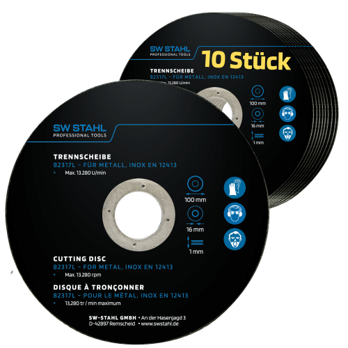 SW-Stahl 82317L Trennscheibe für Metall, 100 x 1,0 x 16 mm, 10 Stück