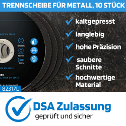 SW-Stahl 82317L Trennscheibe für Metall, 100 x 1,0 x 16 mm, 10 Stück
