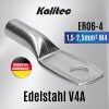 Kalitec ER06-4 nerūdijančio plieno vamzdžio kabelio antgalis V4A 1,5-2,5 mm² M4