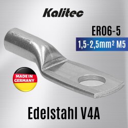 Kalitec ER06-5 Edelstahl-Rohrkabelschuh V4A...