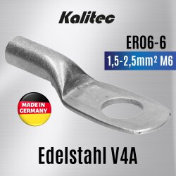 Kalitec ER06-6 Edelstahl-Rohrkabelschuh V4A...