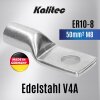 Kalitec ER10-8 Edelstahl-Rohrkabelschuh V4A 50mm² M8