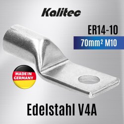 Kalitec ER14-10 Edelstahl-Rohrkabelschuh V4A 70mm² M10