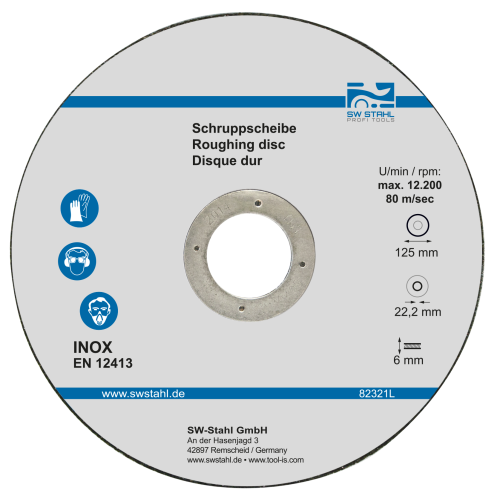 SW-Stahl 82321L Disque à ébarber pour métal, 125 x 6,0 x 22 mm, 10 pièces