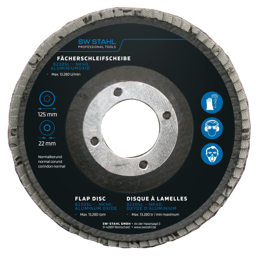 SW-Stahl 82305L Fächerschleifscheibe, Aluminiumoxid, 125 mm, NK40, 10 Stück