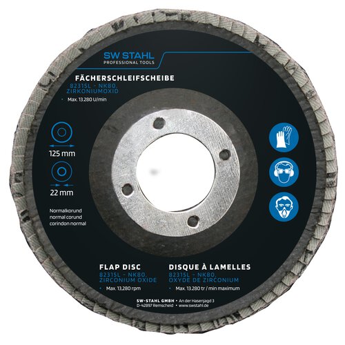 SW-Stahl 82315L Flap disc, zirconium oxide, 125 mm, NK80, 10 pieces