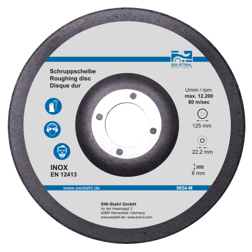 Disc de șlefuit SW-Stahl 9654-M pentru metal, 125 x 6,0 x 22 mm