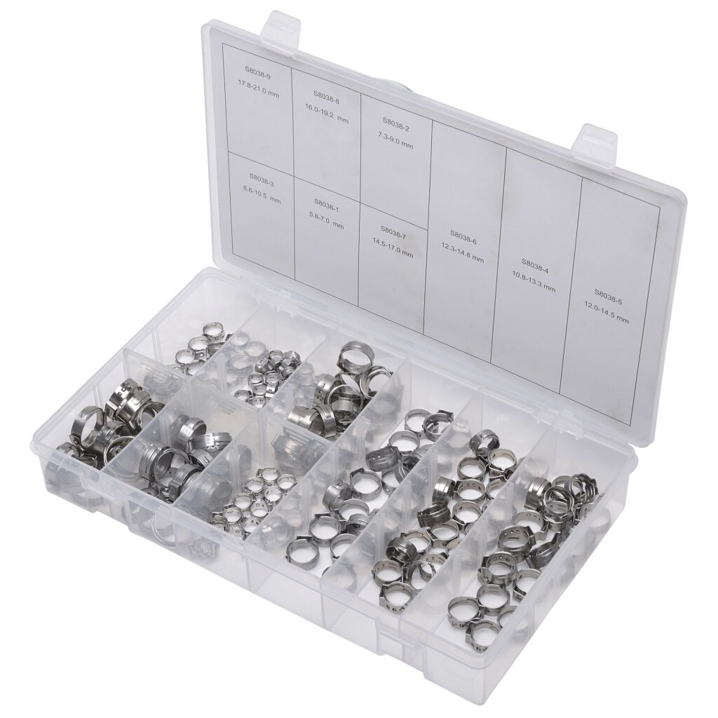SW-Stahl S8038 Stainless steel hose clamp assortment, 170 pieces