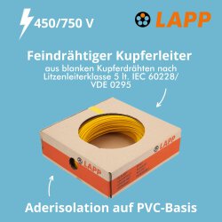 Lapp 4520111 PVC Conducteur unique H07V-K 1,5 mm² jaune 100m