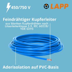 Lapp 4520025 PVC Einzelader H07V-K 10 mm² blau...
