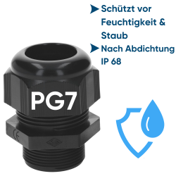 SIB F8000700 pressacavo in plastica PG7 nero 2,5 - 6,5 mm 5308507