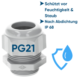 SIB F7002100 Kunststoff Kabelverschraubung PG21 lichtgrau 9,0 - 18,0 mm 5308721