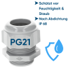 SIB F7002100 Kunststoff Kabelverschraubung PG21 lichtgrau 9,0 - 18,0 mm 5308721