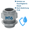SIB F7021659 plastkabelgjennomføring M16 grå 2,5 - 8,0 mm 5308938