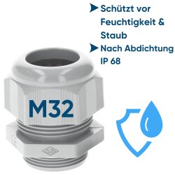 SIB F7023240  Kunststoff Kabelverschraubung M32 lichtgrau 11,0 - 21,0 mm 5309632