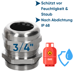 SIB C5420000 messing kabelforskruning 3/4” NPT 8,0 - 16,0 mm 4220802