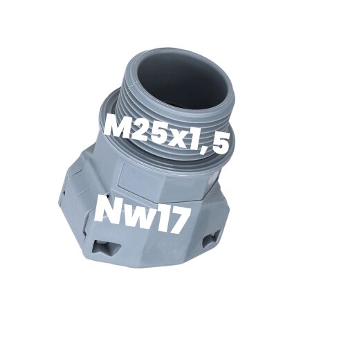 Schlemmer 3805103 šļūtenes armatūra SEM-FAST taisna M25X1.5/NW17 pelēka