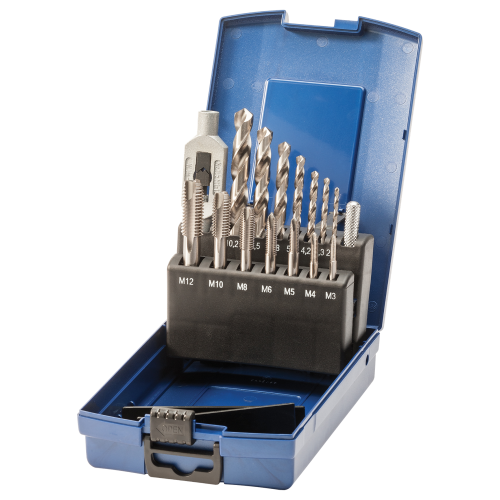 SW-Stahl 82228L スレッドおよびコア穴ドリルセット、M3-M12、15 個