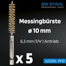 SW-Stahl 62330L-M10 Messingbürsten, ø 10 mm, 5 Stück