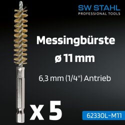 SW-Stahl 62330L-M11 medeninaste ščetke, ø 11 mm, 5 kosov