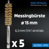 SW-Stahl 62330L-M15 黄铜刷，直径 15 毫米，5 件
