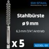 Escovas de aço SW-Stahl 62330L-S9, ø 9 mm, 5 peças