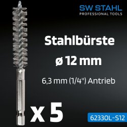 SW-Stahl 62330L-S12 Stahlbürsten, ø 12 mm, 5 Stück