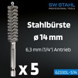 SW-Stahl 62330L-S14 Stahlbürsten, ø 14 mm, 5...