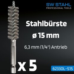 SW-Stahl 62330L-S15 staalborstels, ø 15 mm, 5 stuks