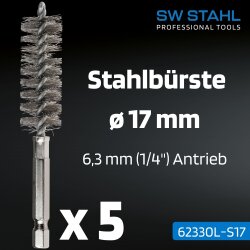 SW-Stahl 62330L-S17 staalborstels, ø 17 mm, 5 stuks
