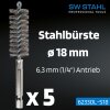 SW-Stahl 62330L-S18 钢刷，直径 18 毫米，5 件