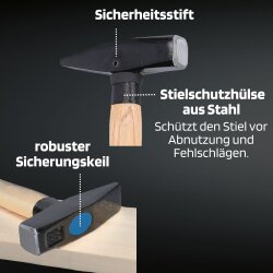 SW-Stahl 50902L Schlosserhammer, mit Stielschutz, 200 g