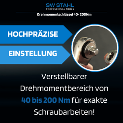 SW-Stahl 03830L momentnøgle med firkantet fatning, 40-200 Nm