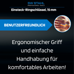 SW-Stahl 03855L Einsteck-Ringschlüssel, 15 mm