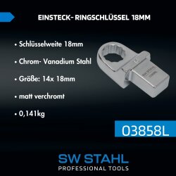 SW-Stahl 03858L Einsteck-Ringschlüssel, 18 mm